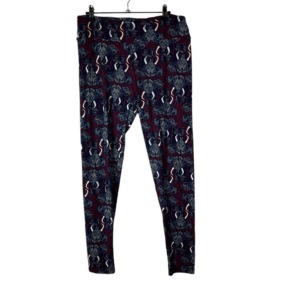 Lularoe Red & Blue Elephant Printed Leggings T&C - Picture 1 of 3